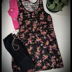 Free People Black Floral Ruffle Sleeveless Dress S